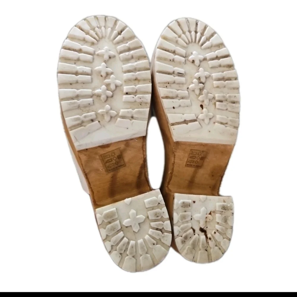 Nasty Gal Womens White Leather Wodden Heel Platform Sandals 8.5